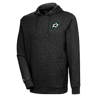 Men's Antigua Heather Black Dallas Stars Action Chenille Pullover Hoodie