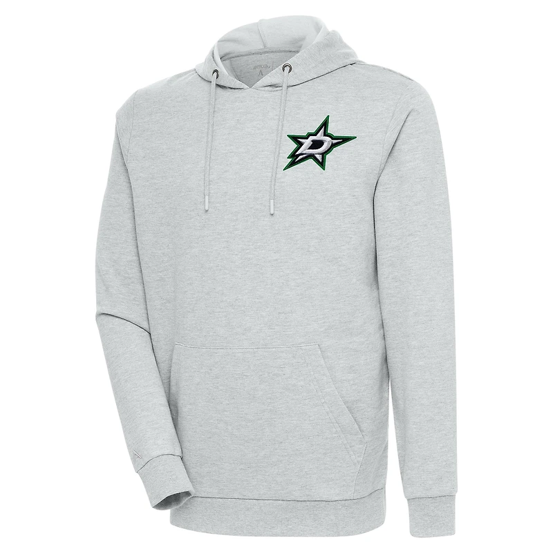 Men's Antigua Heather Gray Dallas Stars Action Chenille Pullover Hoodie