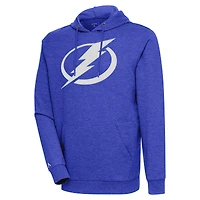 Men's Antigua Heather Royal Tampa Bay Lightning Logo Action Chenille Pullover Hoodie