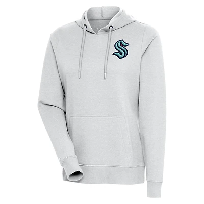Women's Antigua Heather Gray Seattle Kraken Action Chenille Pullover Hoodie