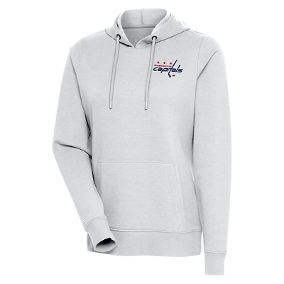 Women's Antigua Heather Gray Washington Capitals Action Chenille Pullover Hoodie