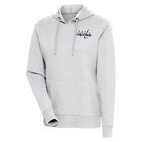 Women's Antigua Heather Gray Washington Capitals Action Chenille Pullover Hoodie