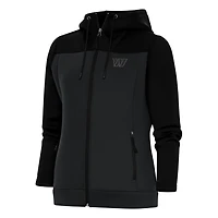Women's Antigua Black/Charcoal Washington Commanders Tonal Logo Protect Full-Zip Hoodie Jacket