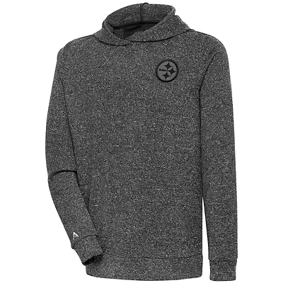 Men's Antigua Heather Black Pittsburgh Steelers Tonal Logo Absolute Pullover Hoodie