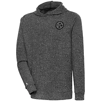 Men's Antigua Heather Black Pittsburgh Steelers Tonal Logo Absolute Pullover Hoodie