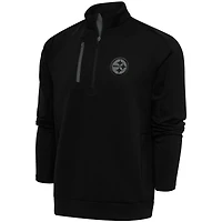 Men's Antigua Black Pittsburgh Steelers Tonal Logo Generation Quarter-Zip Pullover Top