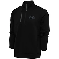 Men's Antigua Black San Francisco 49ers Tonal Logo Generation Quarter-Zip Pullover Top