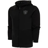 Men's Antigua Black Las Vegas Raiders Tonal Logo Protect Full-Zip Hoodie