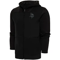 Men's Antigua Black Minnesota Vikings Tonal Logo Protect Full-Zip Hoodie