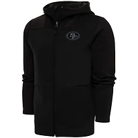 Men's Antigua Black San Francisco 49ers Tonal Logo Protect Full-Zip Hoodie