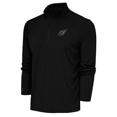 Men's Antigua Black Arizona Cardinals Tonal Logo Tribute Quarter-Zip Pullover Top