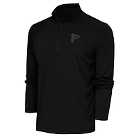 Men's Antigua Black Atlanta Falcons Tonal Logo Tribute Quarter-Zip Pullover Top