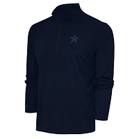 Men's Antigua Navy Dallas Cowboys Tonal Logo Tribute Quarter-Zip Pullover Top