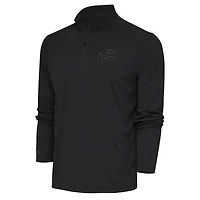 Men's Antigua Charcoal Detroit Lions Tonal Logo Tribute Quarter-Zip Pullover Top
