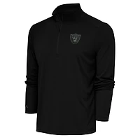 Men's Antigua Black Las Vegas Raiders Tonal Logo Tribute Quarter-Zip Pullover Top