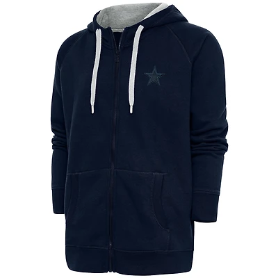 Men's Antigua Navy Dallas Cowboys Tonal Logo Victory Full-Zip Hoodie