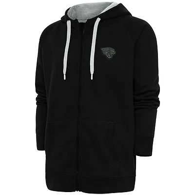 Men's Antigua Black Jacksonville Jaguars Tonal Logo Victory Full-Zip Hoodie