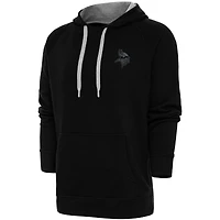 Men's Antigua Black Minnesota Vikings Tonal Logo Victory Pullover Hoodie