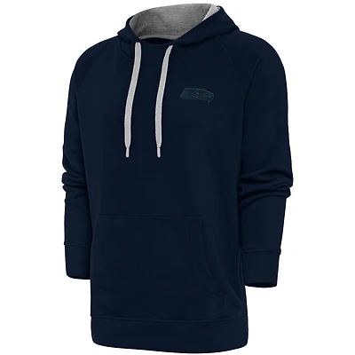 Men's Antigua Navy Seattle Seahawks Tonal Logo Victory Pullover Hoodie