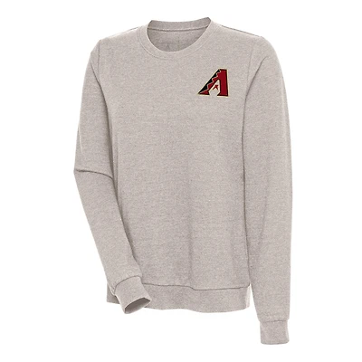 Women's Antigua Oatmeal Arizona Diamondbacks Action Crewneck Pullover Sweatshirt