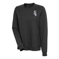 Women's Antigua Heather Black Chicago White Sox Action Crewneck Pullover Sweatshirt