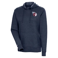 Women's Antigua Heather Navy Cleveland Guardians Action Pullover Hoodie