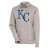 Women's Antigua Oatmeal Kansas City Royals Action Pullover Hoodie