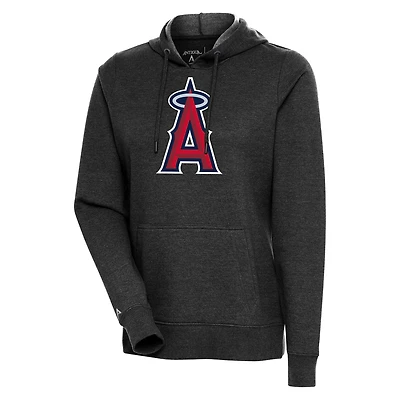 Women's Antigua Heather Black Los Angeles Angels Action Pullover Hoodie