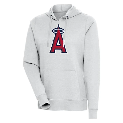 Women's Antigua Heather Gray Los Angeles Angels Action Pullover Hoodie