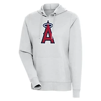 Women's Antigua Heather Gray Los Angeles Angels Action Pullover Hoodie
