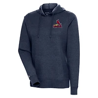 Women's Antigua Heather Navy St. Louis Cardinals Action Pullover Hoodie