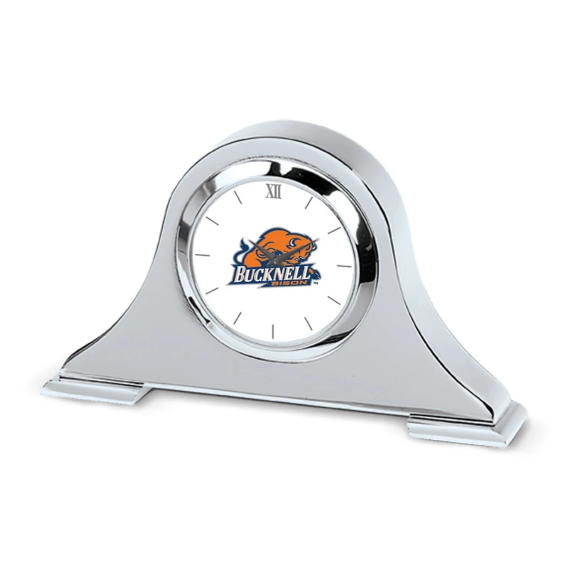 Silver Bucknell Bison Logo Napoleon Desk Clock