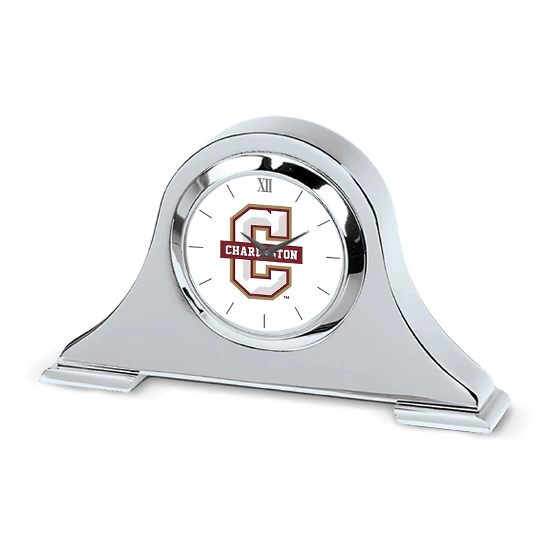 Silver Charleston Cougars Logo Napoleon Desk Clock