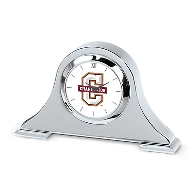 Silver Charleston Cougars Logo Napoleon Desk Clock