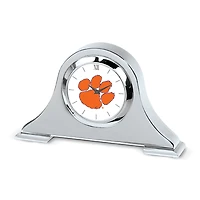 Silver Clemson Tigers Logo Napoleon Desk Clock