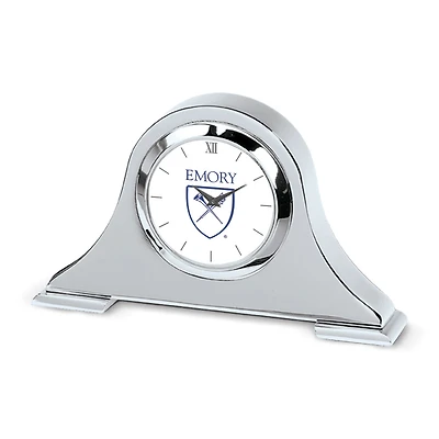 Silver Emory Eagles Logo Napoleon Desk Clock