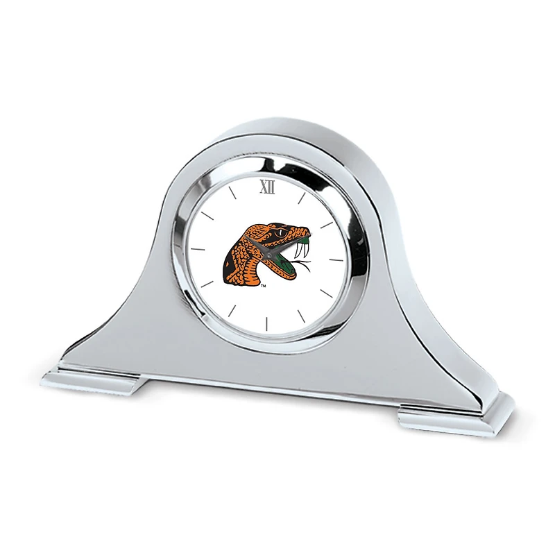 Silver Florida A&M Rattlers Logo Napoleon Desk Clock