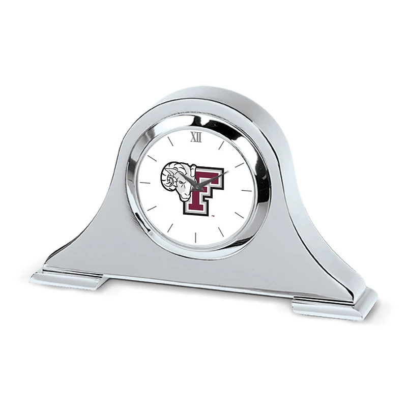 Silver Fordham Rams Logo Napoleon Desk Clock