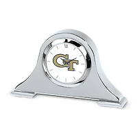 Silver Georgia Tech Yellow Jackets Logo Napoleon Desk Clock