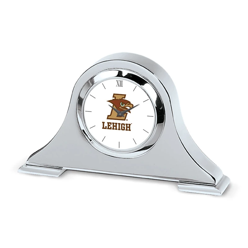 Silver Lehigh Mountain Hawks Logo Napoleon Desk Clock