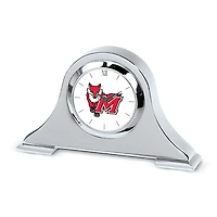 Silver Marist Red Foxes Logo Napoleon Desk Clock