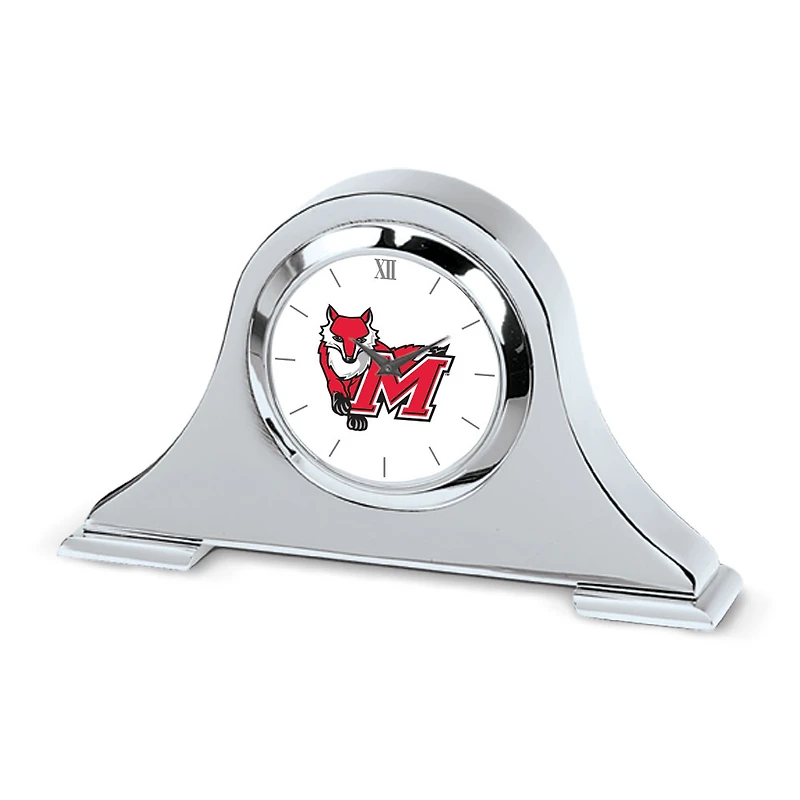 Silver Marist Red Foxes Logo Napoleon Desk Clock