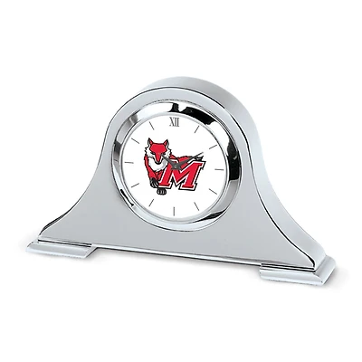 Silver Marist Red Foxes Logo Napoleon Desk Clock