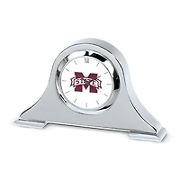 Silver Mississippi State Bulldogs Logo Napoleon Desk Clock