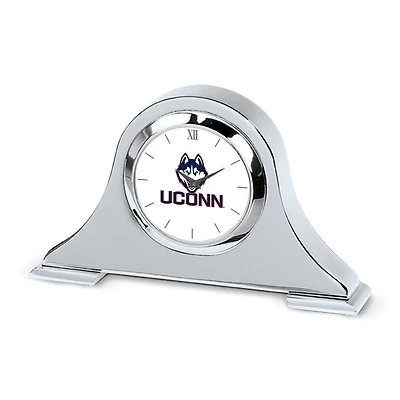 Silver UConn Huskies Logo Napoleon Desk Clock