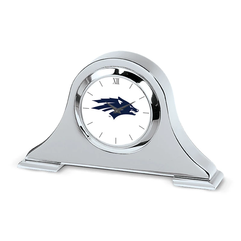 Silver Nevada Wolf Pack Logo Napoleon Desk Clock