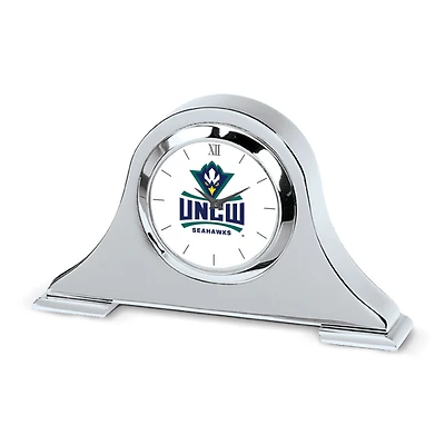 Silver UNC Wilmington Seahawks Logo Napoleon Desk Clock