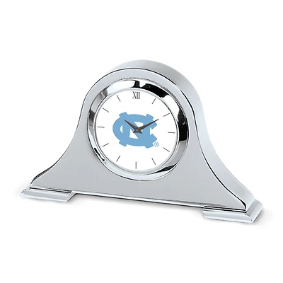 Silver North Carolina Tar Heels Logo Napoleon Desk Clock