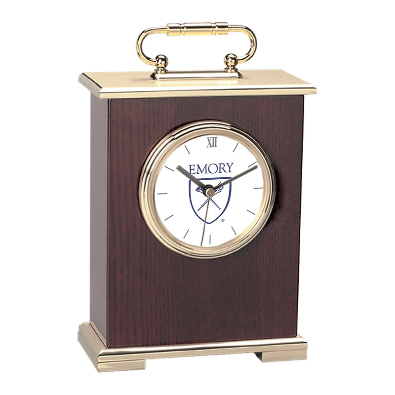 Emory Eagles Gold Logo Carriage Clock
