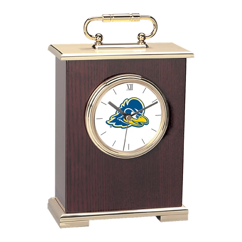 Delaware Fightin' Blue Hens Gold Logo Carriage Clock
